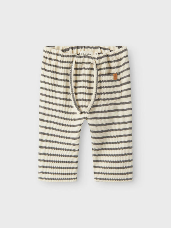 LIL ATELIER PANTALONE A RIGHE PANNA E GRIGIO