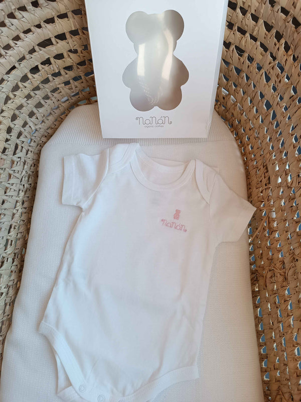 NANAN BODY MEZZA MANICA COTONE ORGANICO ORSETTO ROSA