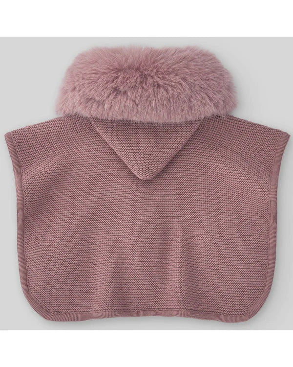 PAZ RODRIGUEZ PONCHO "ESENCIAL" CON PELLICCIA ROSA BLUSH