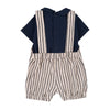 NANAN PAGLIACCETTO SALOPETTE A RIGHE BEIGE E BLU