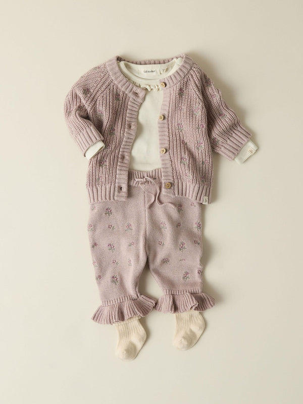 LIL ATELIER CARDIGAN ROSE RICAMATO