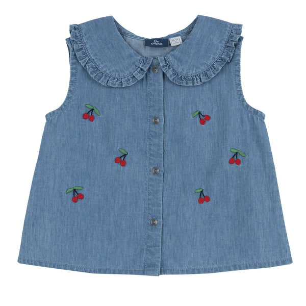 CHICCO CAMICIA SENZA MANICHE RICAMO CILIEGIA
