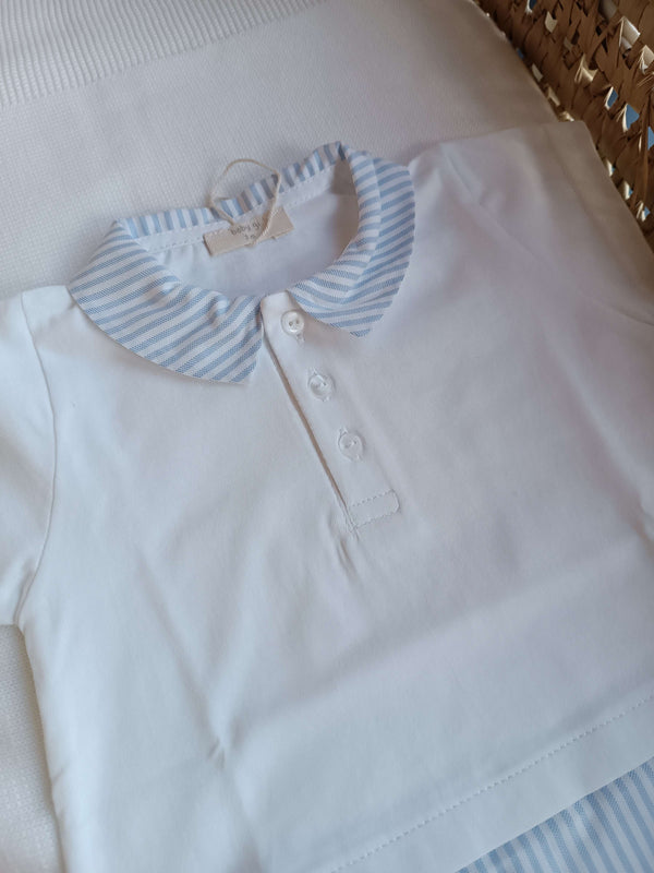 BABYGI PAGLIACCETTO MEZZA MANICA BIANCO E AZZURRO