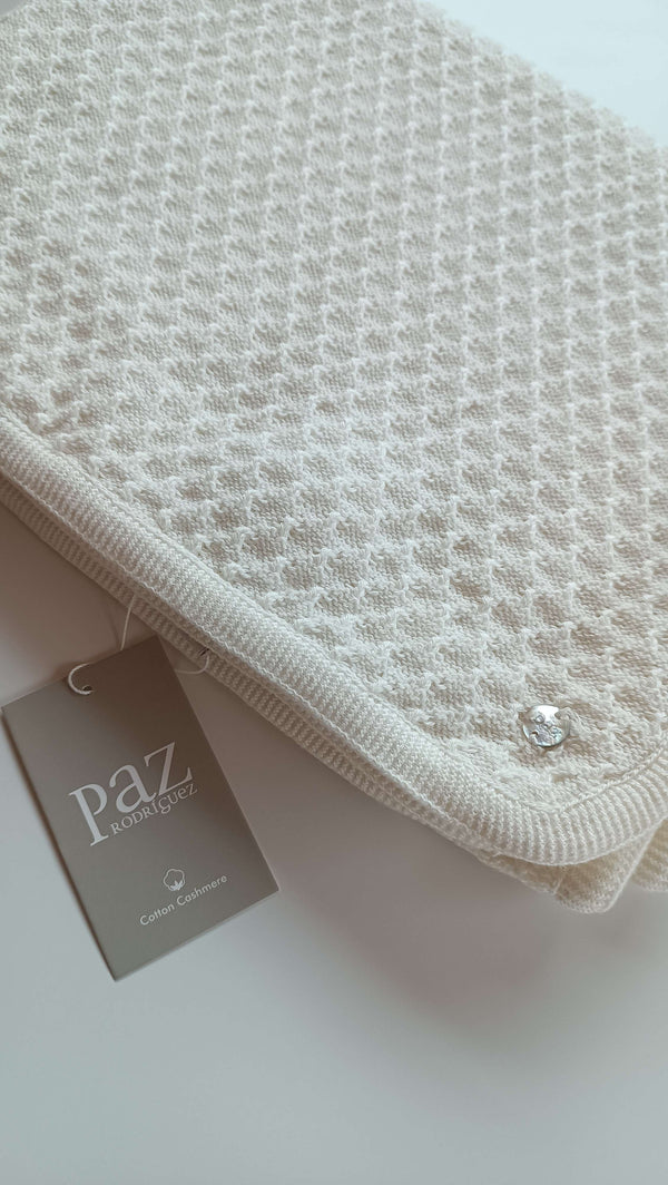 PAZ RODRIGUEZ COPERTA COTONE E CASHMERE PANNA "PONY"