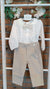 PAZ RODRIGUEZ COMPLETO CAMICIA+PANTALONE VELLUTO BEIGE
