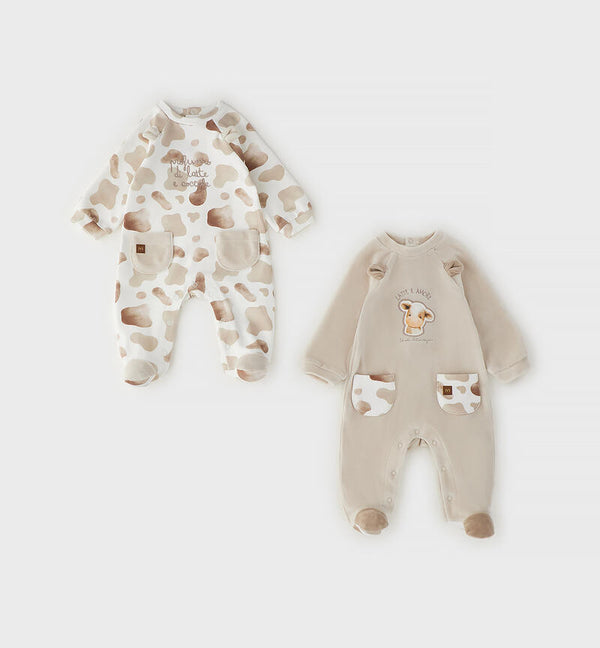 MINIBANDA 2 TUTINE CINIGLIA E CALDO COTONR MUCCA BEIGE H619