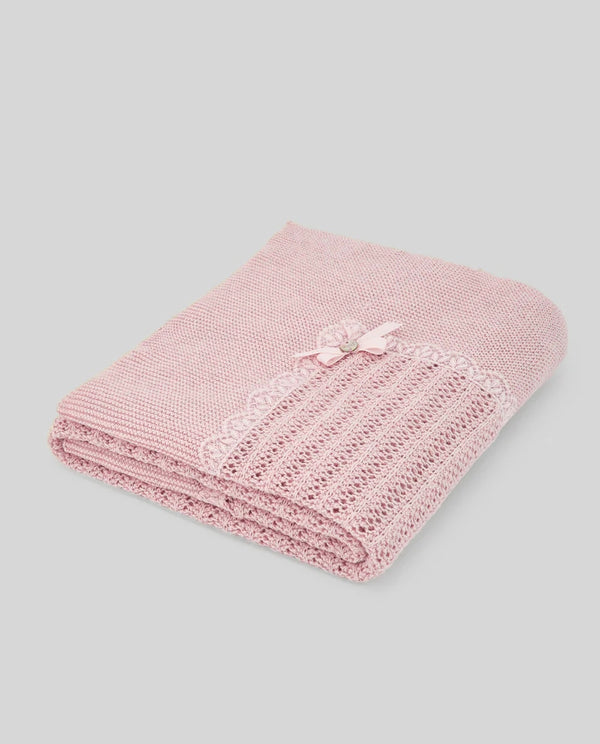 PAZ RODRIGUEZ COPERTA COTONE E CASHMERE ROSA PALO PIZZO