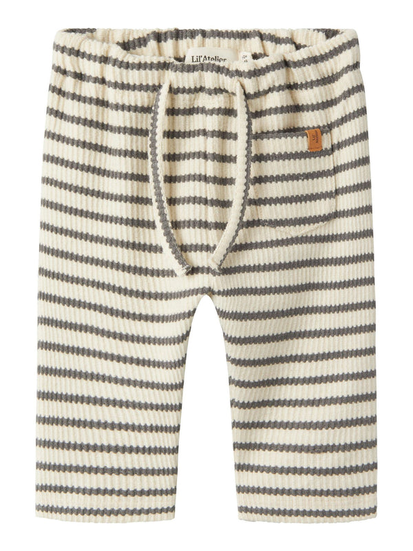 LIL ATELIER PANTALONE A RIGHE PANNA E GRIGIO