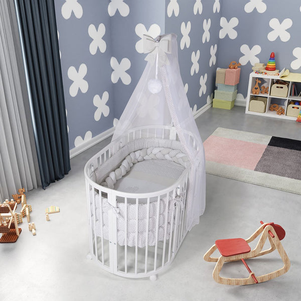 SET CULLA EVOLUTIVA MARILYN BEBEX COMPLETA DI TESSILE+ TRIO VENICCI CLARO VANILLA CON THIAGO NERO