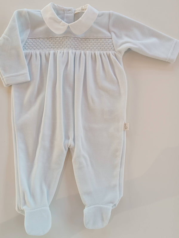 BABYGI TUTINA CINIGLIA AZZURRA E PUNTO SMOCK BIANCO/AZZURRO