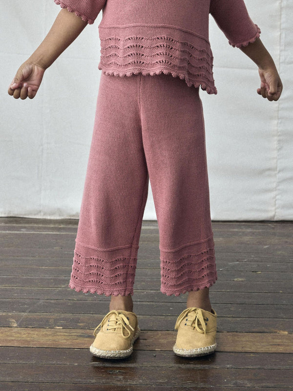 LIL ATELIER PANTALONE KNIT ANCLE WITHERED ROSE