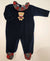 BABYGI TUTINA IN CINIGLIA BLU CON ORSETTO TARTAN E COLLO VOLANT