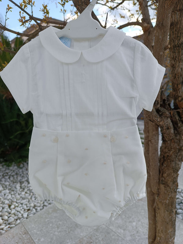 GRANLEI COMPLETO 2PZ CAMICIA E COULOTTE PANNA
