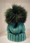 CAPPELLO LANA VERDE PINO POM POM VOLPE VERDE PINO