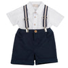 CHICCO COMPLETO CAMICIA MANICA CORTA+PANTALONI CORTI E BRETELLE