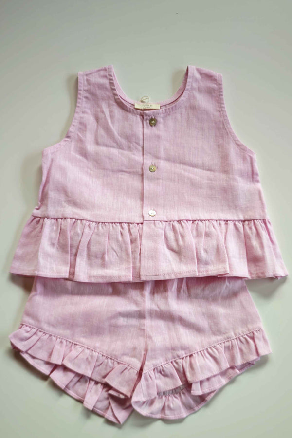 BABYGI COMPLETO PURO LINO ROSA LN71G