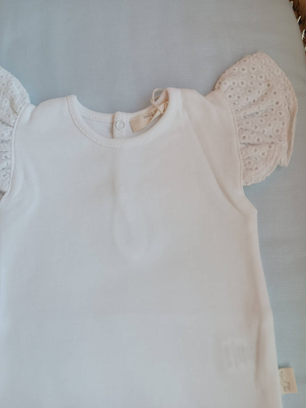 BABYGI BODY MANICA VOLANT SANGALLO BIANCO