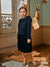 PATACHOU ABITO IN INTERLOCK E VELLUTO BLUE NAVY PAP/VET4133466