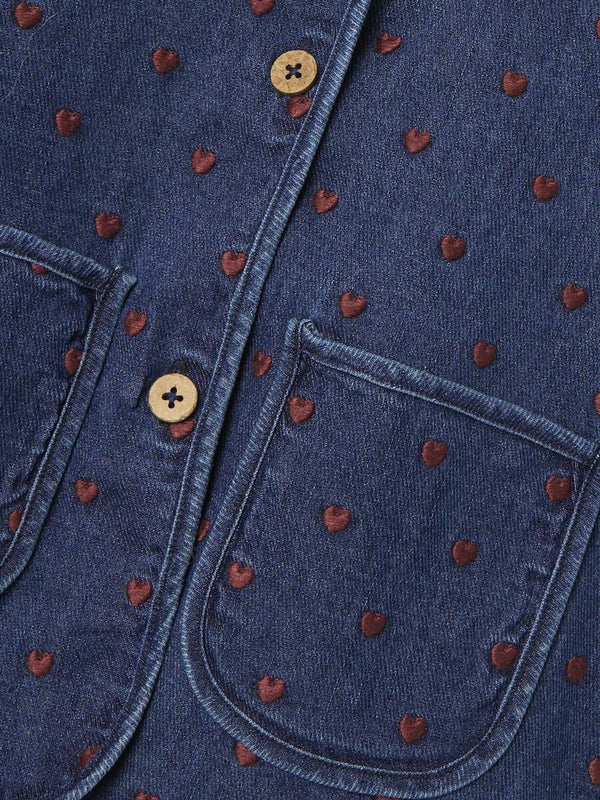 LIL ATELIER GIACCA JEANS CON RICAMO CUORICINI