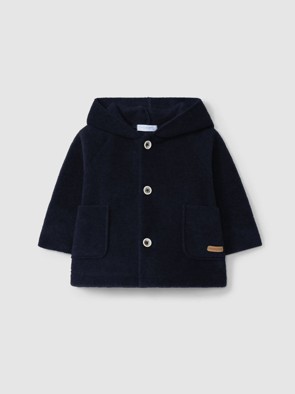LARANJINHA GIACCA IN PILE CON CAPPUCCIO BLU I5648