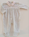 BABYGI TUTINA CINIGLIA GRIGIO PERLA E PUNTO SMOCK BIANCO/ROSA