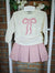 JO MILANO COMPLETO GONNA SPIGATA ROSA +MAGLIONCINO LANA PANNA CON FIOCCO ROSA