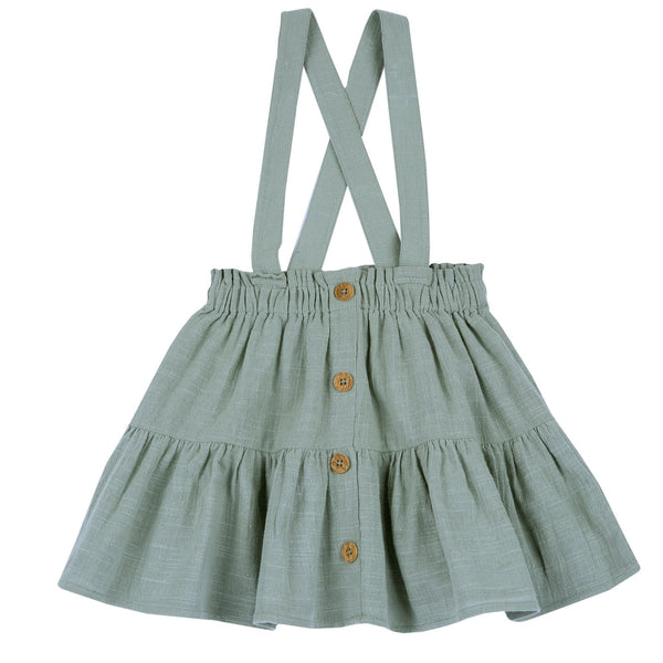 CHICCO GONNA CON BRETELLE MISTO LINO COLOR VERDE MILITARE
