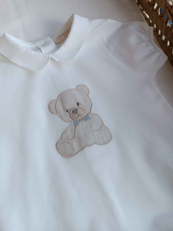 BABYGI PAGLIACCETTO ORSETTO BIANCO MEZZA MANICA