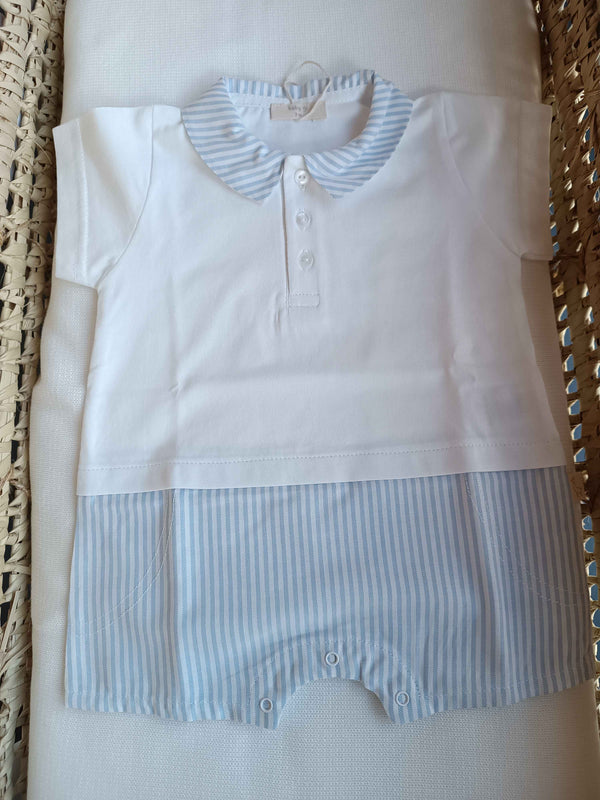 BABYGI PAGLIACCETTO MEZZA MANICA BIANCO E AZZURRO