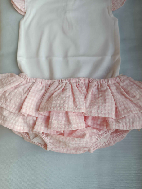 BABYGI COMPLETO VICHY ROSA BODY+CULOTTE VOLANT