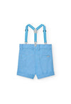 BOBOLI BERMUDA LINO AZZURRO CON BRETELLE