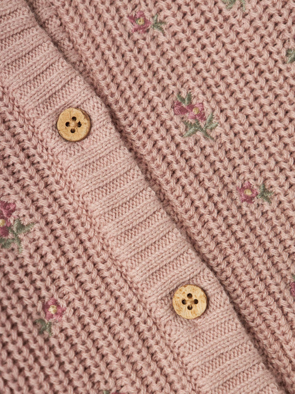 LIL ATELIER CARDIGAN ROSE RICAMATO