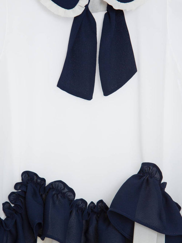 PATACHOU ABITO IN CHIFFON BIANCO E BLU