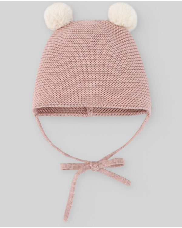 Paz Rodriguez Cappello con due pompones rosa polvere
