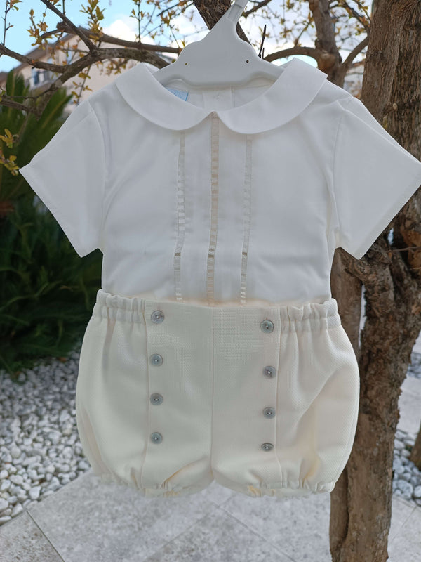 GRANLEI COMPLETO 2PZ CAMICIA E PANTALONE ECRù