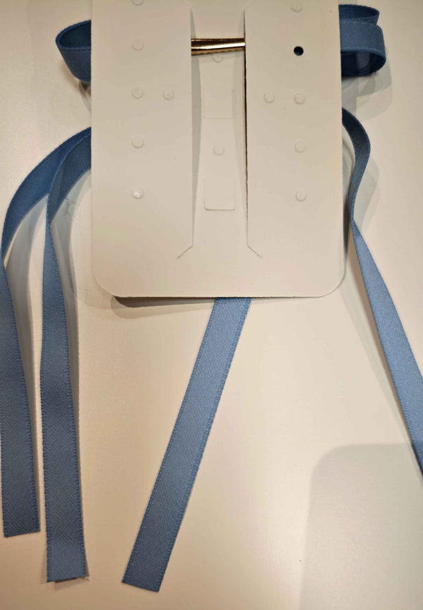 SIENA FERMAGLIO FIOCCO NASTRO E FIORI LULU AZZURRO 10CM