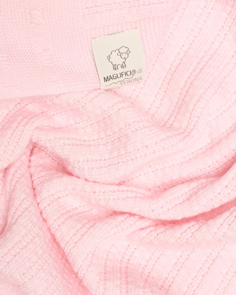 MAGLIFICIO DI VERONA Copertina neonato primalana in pura lana vergine merino extrafine 80X100CM ROSA CONFETTO