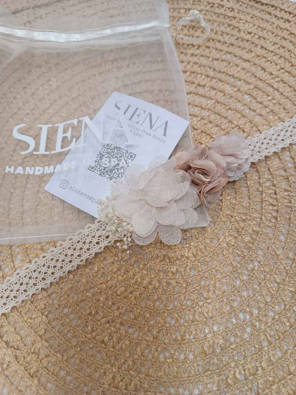 SIENA CINTURA/FASCIA CON FIORI ECRù