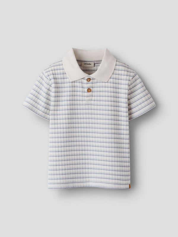 LIL ATELIER POLO M/M COCONUT MILK/ DUSTY BLUE