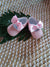 Scarpina ballerina in pelle rosa con fiocco lavorata