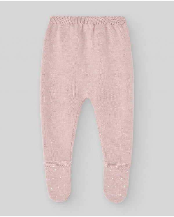 PAZ RODRIGUEZ COMPLETO COTONE/CASHMERE COLLO PIZZO ROSA CIPRIA