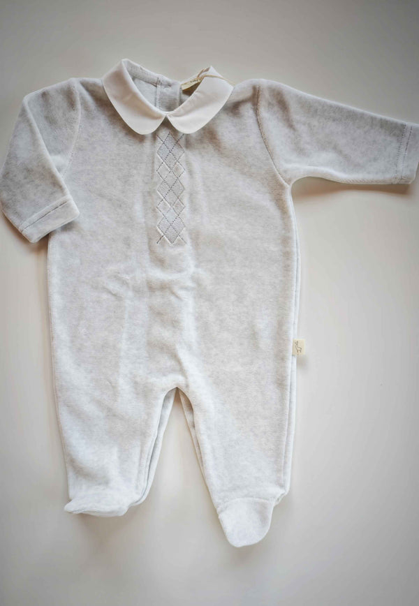 BABYGI TUTINA CINIGLIA GRIGIO PERLA COLLO TONDO ROMBETTI GRIGI