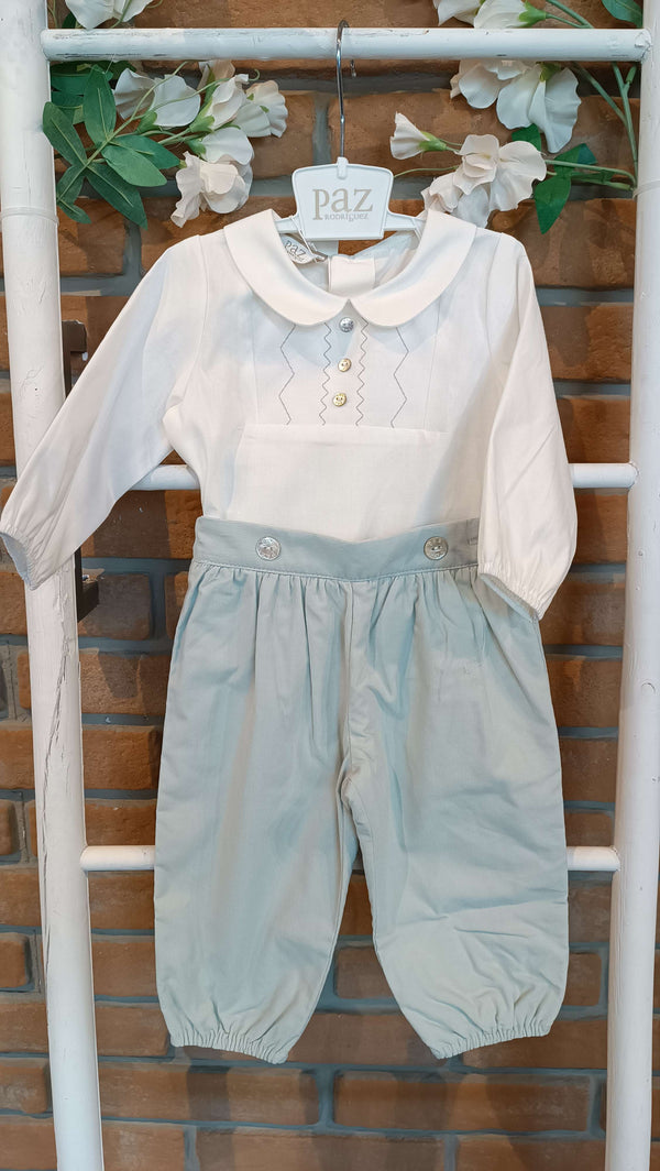 PAZ RODRIGUEZ COMPLETO CAMICIA+PANTALONE VELLUTO VERDE SALVIA
