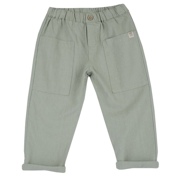 CHICCO PANTALONI LUNGHI MISTO LINO VERDE MILITARE
