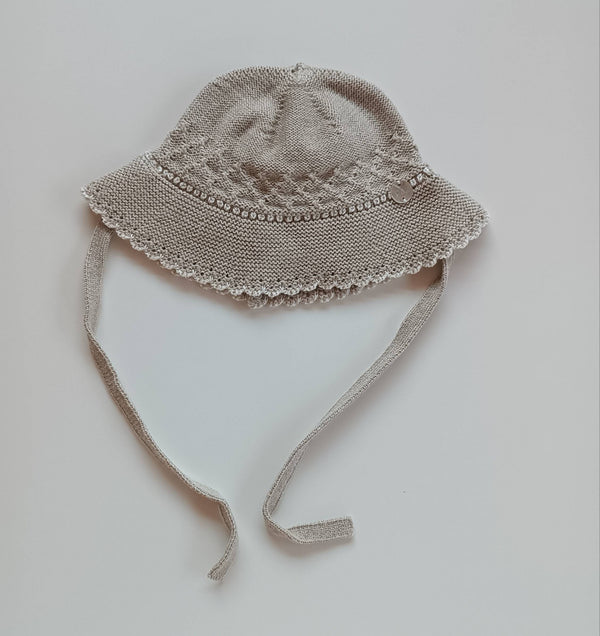 PAZ RODRIGUEZ CAPPELLO COTONE E CASHMERE "PONY ANGORA" TORTORA