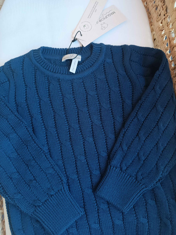 MAGLIFICIO DI VERONA MAGLIA TRECCE BLU