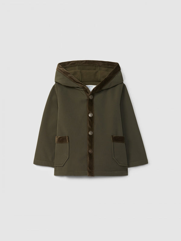 LARANJINHA Cappotto con cappuccio e dettagli in velluto a coste VERDE I6720F65