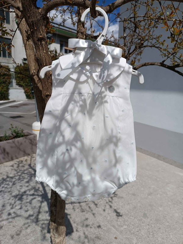 GRANLEI PAGLIACCETTO CON MICRO POIS AZZURRO E CUFFIETTA