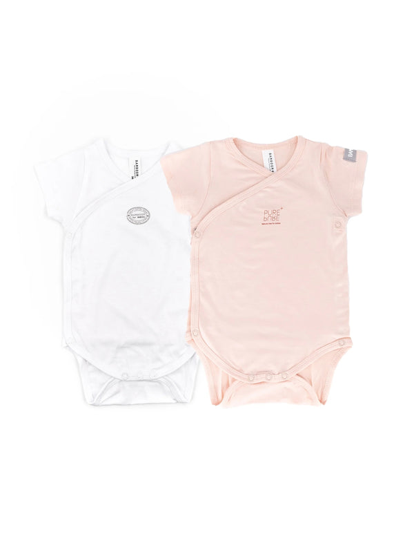 BAMBOOM BODY MEZZA MANICA ROSA/BIANCO 2PZ 0-1 MESE
