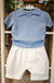 JO MILANO COMPLETO COTONE MAGLIA FILO AZZURRO+ BERMUDA COTONE BIANCO